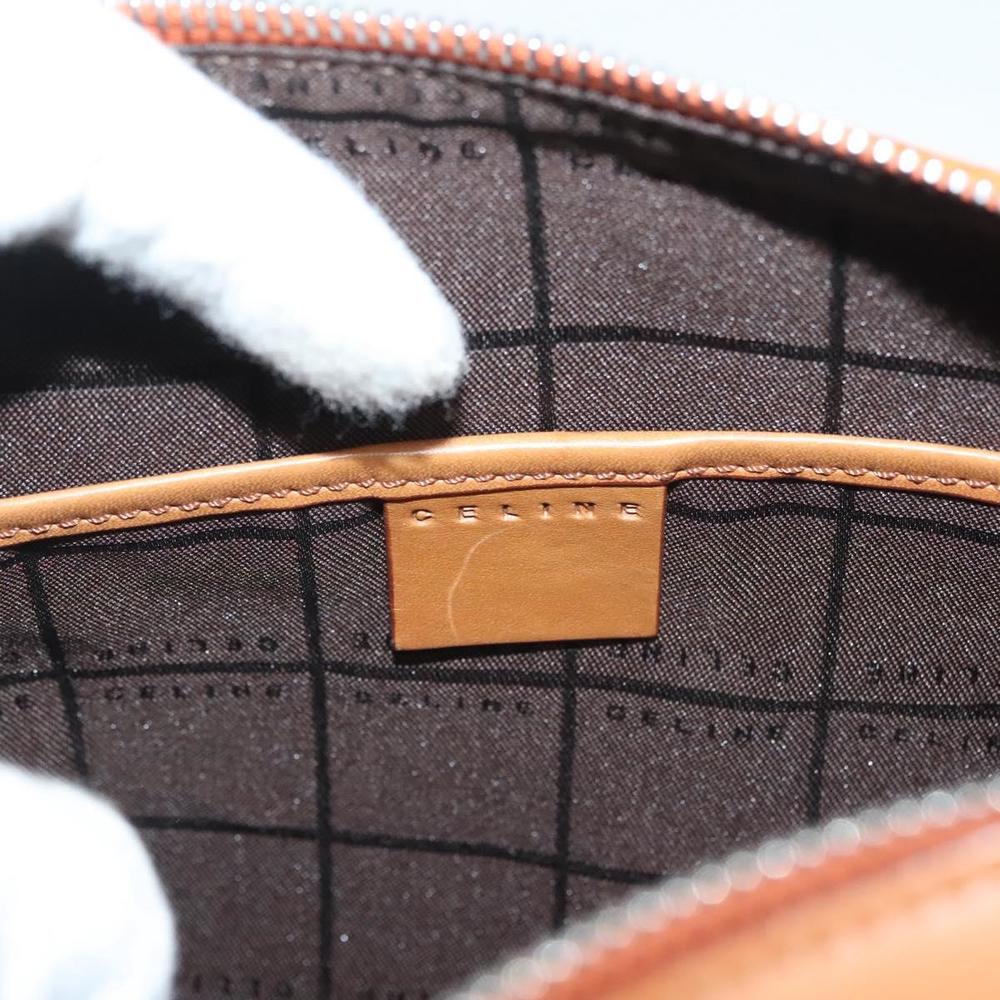 CELINE C Macadam Canvas Hand Bag Suede Orange Silver Auth bs27483 - Picture 15 of 16
